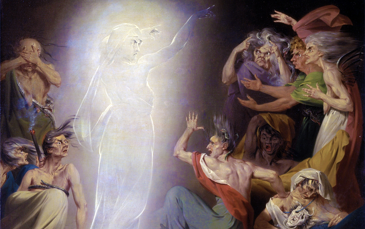The Ghost of Clytemnestra Awakening the Furies by John Downman (1781)